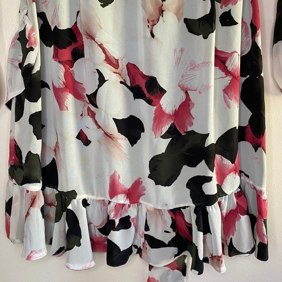 1 STATE woman's size 4 Moonlit Petals floral ruffle sheer long sleeve mini dress - Picture 9 of 15